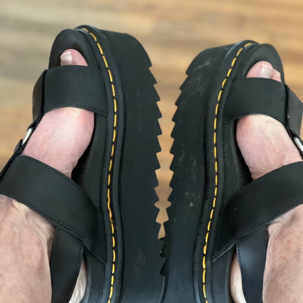 Dr. Martens Platform Sandals Francis Leather Strap Retro Women's 7. B & W - Picture 2 of 10
